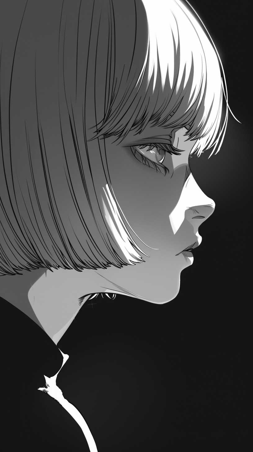 Black And White Anime Girl - V6