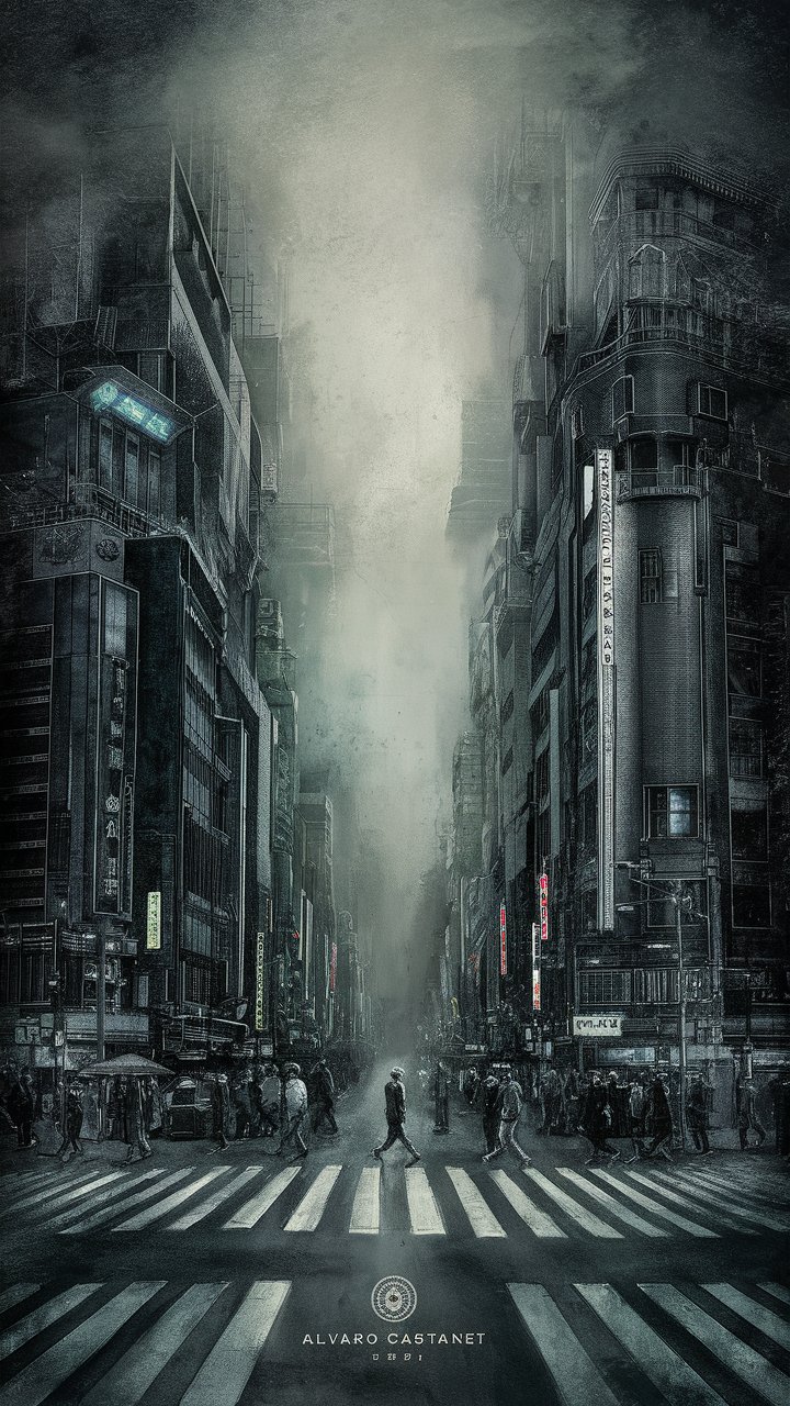 Enigmatic Watercolor Cityscape