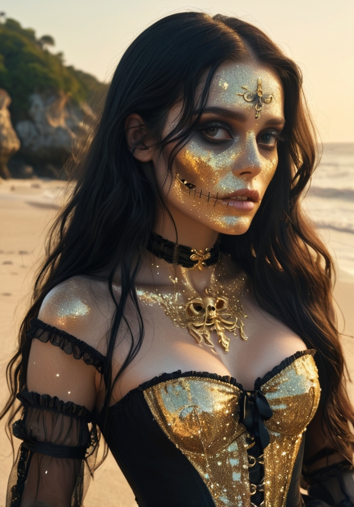 Ethereal Renaissance Beauty in a Macabre Paradise